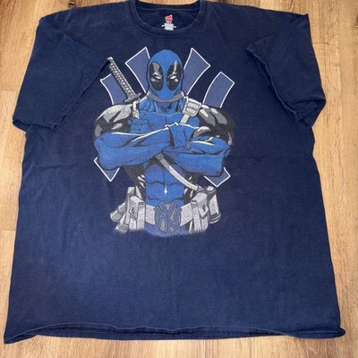Hanes Deadpool New York Yankees Graphic T-Shirt Marvel Comics 2XL - Image 1 of 4