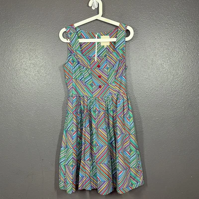 Modcloth Myrtlewood Pin Up Candy Stripe Dress Medium Pockets - Image 1 of 4