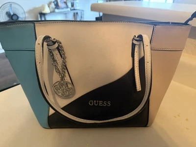 Mini Bolso de Hombro Guess Delaney Petit Bandolera Asa Superior Azul Negro Blanco Foto 1 de 3