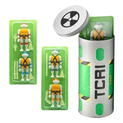 Tortugas Ninja ReAction Pack 4 Figuras Ooze Canister GITD SDCC 2020 10 cm Super7 - Imagen 1 de 2