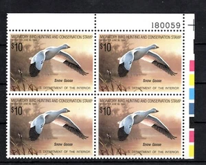 Sellos de pato de Estados Unidos - Scott 1988 # placa RW55 # bloque de 4 ver descripción (D112) - Imagen 1 de 1