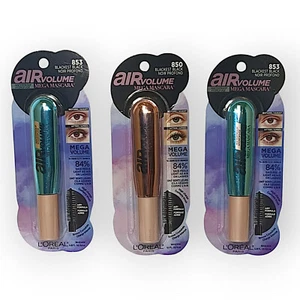 3x L'oreal Air Volume Mega Mascara #853 (Waterproof) & #850 Blackest Black - Picture 1 of 5