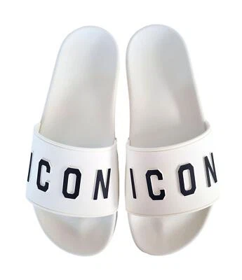 DSQUARED ciabatte a fascia slides sandalo in gomma uomo ICON FFM0023 bianco - Immagine 1 di 4