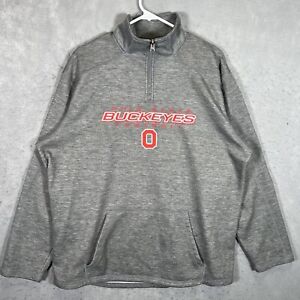 A1 Vintage 90s Majestic Ohio State Buckeyes 1/4 Zip Sweatshirt Adult Large Gray
