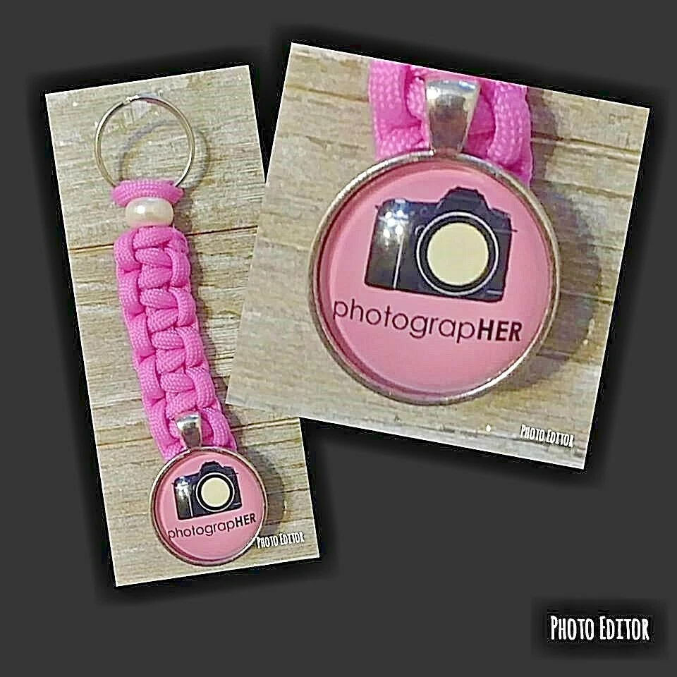 PhotograpHER Charm Rosa Paracord Llavero Llavero Hecho a Mano en EE. UU.   Foto 1 de 1
