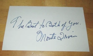 Monte Irvin Signed index Card - Baseball Hall of Famer - Picture 1 of 1