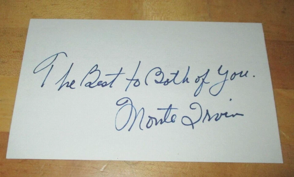 Monte Irvin Signed index Card - Baseball Hall of Famer - Image 1 of 1