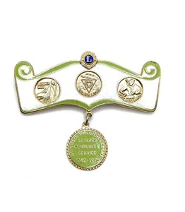 Lions Club International Arnold PA 33 Years Of Service Enamel Dangle Brooch 1975 - Picture 1 of 8