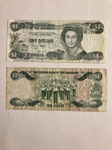 1974-Queen Elizabeth- $1 Bahamas Note -The Central Bank of The Bahamas-2781 (2) Cover