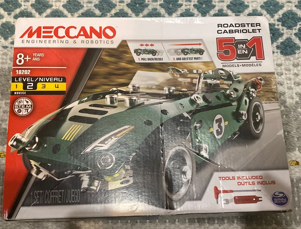 Meccano 5-in-1 Roadster Pull Back Car Building Kit - Image 1 of 1