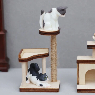 Dollhouse Miniatures 1:12 Cat Tree Scratching Tower Post Furniture Accessories - Image 1 of 3