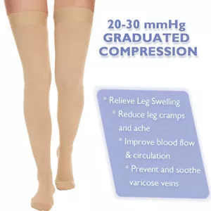 Anti Embolism Compression Stockings, Thigh High Unisex Ted Hose Socks 30-40 mmHg - Picture 1 of 15