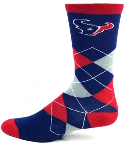Houston Texans Football Navy Cardinal & Gray Argyle Crew Socks - Picture 1 of 3
