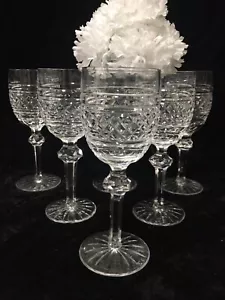 (6) Waterford Crystal 'Castletown' 7.25 Inch CLARET WINE GOBLETS - Picture 1 of 9