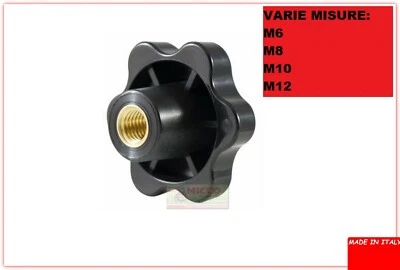 POMELLO MANOPOLA VOLANTINO UNIVERSALE A 6 LOBI SPORTELLO CHIUSURA A VITE OTTONE - Immagine 1 di 2