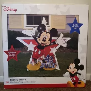 DISNEY TOPOLINO "FELICE 4 LUGLIO" 2,5 PIEDI DECORAZIONE GIARDINO ILLUMINATO - Foto 1 di 5