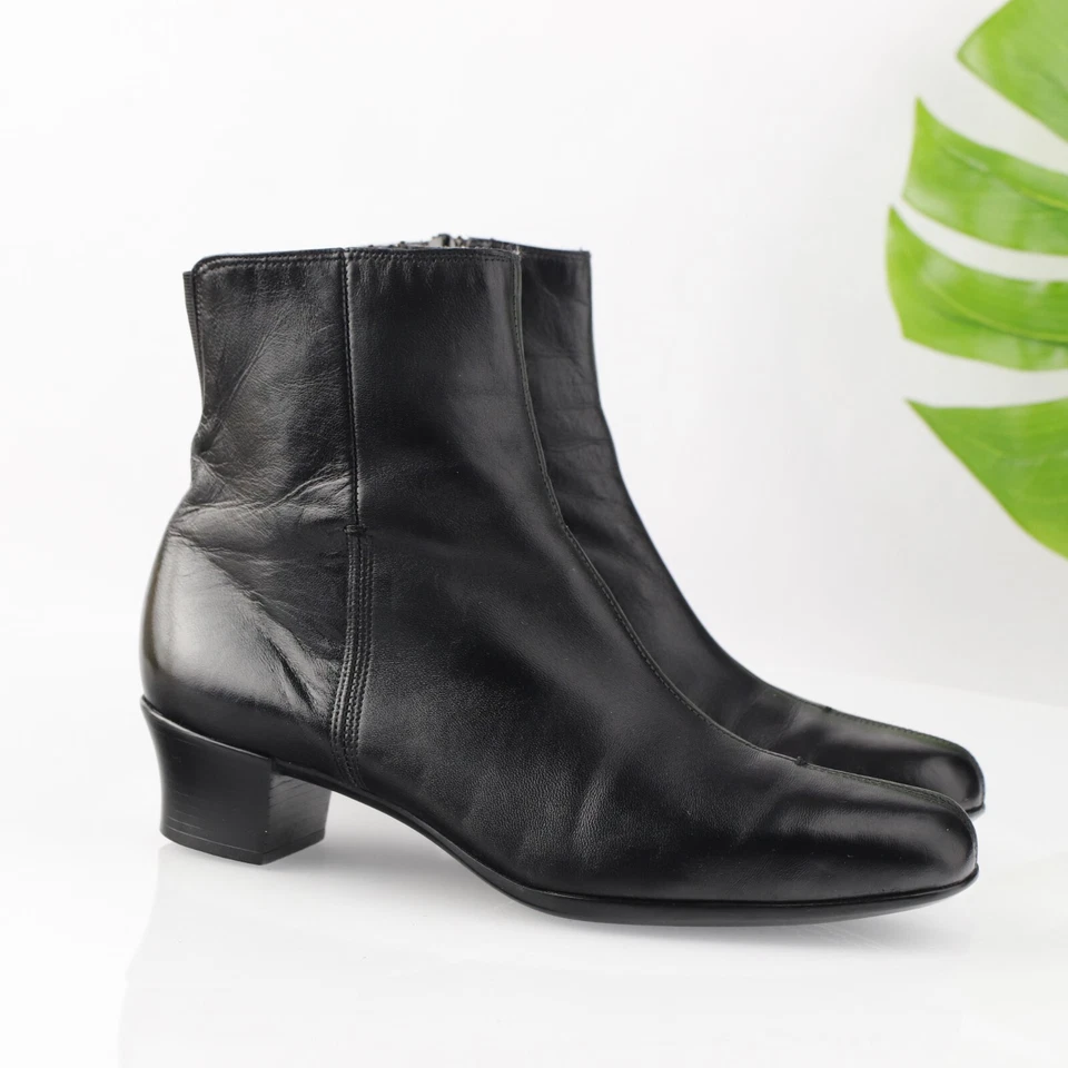 Munro Womens Lilian Boot Size 9 M Black Leather Bootie Block Heel Split Toe Y2K - Image 1 of 4