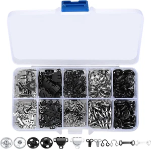 100 Pcs Sewing Hooks and Eyes Closure Set, 3 Styles Skirt Hook and Eye Closures - Picture 1 of 6