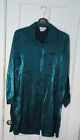 Y2k Vintage Shiny Green Night Gown Shirt Large Satin Mid Long Button Front A4