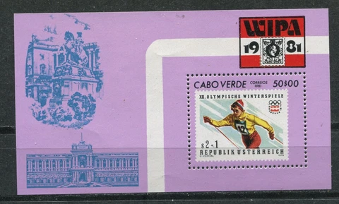 CAPE VERDE 1981, WIPA '81 STAMP EXPO,  INNSBRUCK WINTER OLYMPIC, Sc 431 S/S, MNH Cover