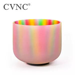 CVNC 432Hz 8" G Throat Chakra Rainbow Crystal Singing Bowl For Sound Healing - Picture 1 of 5