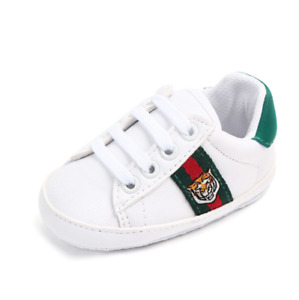 Newborn Baby Boy Girl Pram Shoes Toddler Pre Walker White Sneakers Trainers 0-18