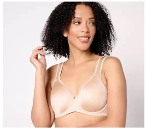 Breezies Signature Shine Unlined Wirefree Support Bra Sunbeige 46D A639541 - Picture 1 of 4