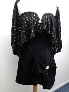 River Island Black sparkly off the shoulder tunic top UK Size 10BNWT B11 - Picture 1 of 7