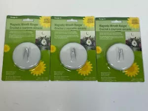 Magnetic Wreath Door Hangers Lot Of 3 Large White 2 7/8” Holds Up to 6 Lbs Each - Picture 1 of 9