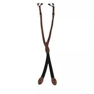 Tirantes de botones en relieve de cuero marrón tejido de canasta para hombre - Imagen 1 de 7