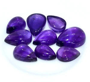 Lote 09 piezas gemas sueltas certificadas de mezcla de cabujón de pera amatista natural mm 39,99 quilates - Imagen 1 de 6
