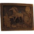 Horse Equestrian Stallion Cowgirl Cowboy Western Art 70s NOS Vintage Belt Buckle