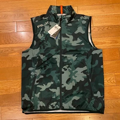 RLX Ralph Lauren Water Repellent Packable Green Camo Full Zip Vest M NWT - Image 1 of 4