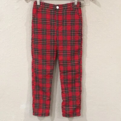 The Bella Bean Niñas 8 Pantalones Rojo Cuadros 100% Algodón Forrado Cónico Ajustable Foto 1 de 4