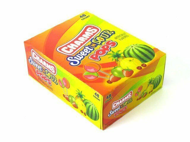 Charms Sweet and Sour Pops Assorted Lollipops - 48 Count