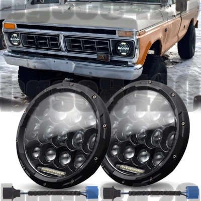 Par de faros redondos LED de 7 pulgadas para camioneta Ford F-100 F-250 F-350 1953-1977 Foto 1 de 4