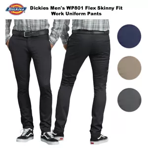 Dickies Men's Pants Flex Skinny Fit Straight Leg Workwear Uniform Pants WP801 - Picture 1 of 46