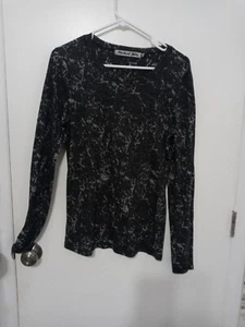 T-shirt Michael Stars manica lunga semi trasparente grigia mimetica taglia unica - Foto 1 di 5