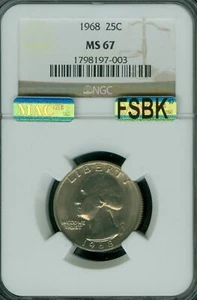 1968 QUARTER NGC MS67 RARE IN FSBK 2ND FINEST MAC POTLESS * - Picture 1 of 2