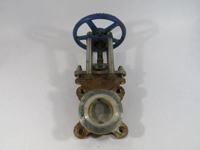 Trueline Knife Gate Valve Size 3" Blue 8" Handle 4 Bolt Pattern USED - Image 1 of 2