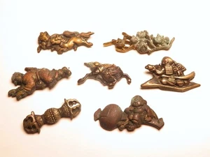 Edo Meiji period Japan antique Menuki Clasp 7pcs shishi three-pronged dorje - Picture 1 of 9