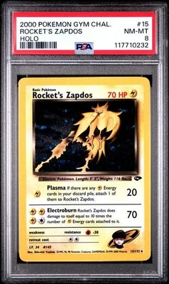 PSA 8 - 2000 Pokemon Gym Challenge ROCKET'S ZAPDOS HOLO #15 (0232) - Image 1 of 2