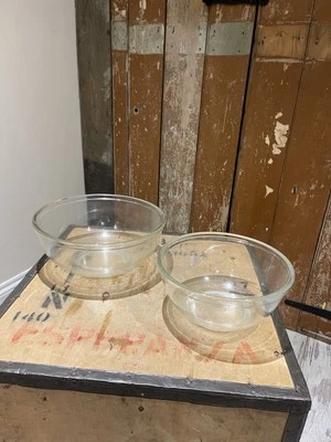 Vintage Pyrex Round Glass Bowls Clear Baking Cooking Mixing Cake Kitchenware - Image 1 of 4