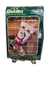 Vtg Bucilla Felt Jeweled CHRISTMAS STOCKING KIT Santa “He’s Making A List” 48974 - Picture 1 of 5