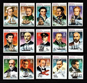 BRITISH ANTARCTIC TERRITORY 1973/1975 EXPLORERS DEFINITIVE SET OF 15 MNH - Picture 1 of 1