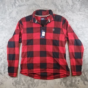 Chaqueta Suéter Chaps 1/4 Cremallera Polar Talla XL Roja/Negro A Cuadros Precio de venta sugerido por el fabricante $60 - Imagen 1 de 4