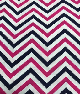 Emma & Mila Anchors Away Chevron Navy Pink White 42” W 1 yard - Picture 1 of 3