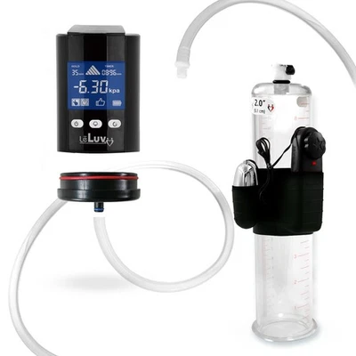 Bomba de pene LCD inteligente LeLuv iPump con cilindro vibrador sin costuras elige tu tamaño Foto 1 de 4