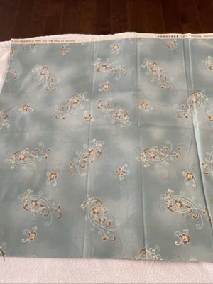 Boutique By Chez Moi For Moda 1.5 Yards Blue Background Floral Print New - Image 1 of 4