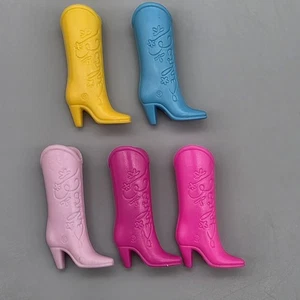 BOOT SINGLES PINK BLUE YELLOW COWBOY BOOT SINGLES FASHION DOLL SHOES - Picture 1 of 2